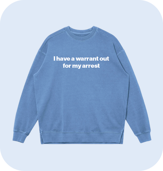 I have a warrant out for my arrest sweatshirt
