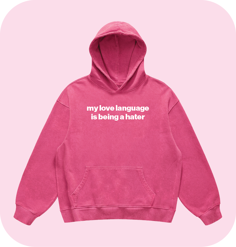 my love language is being a hater hoodie